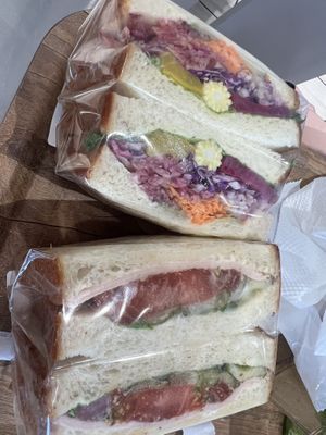 vegan ham and veggie sandwiches   at HND - Chaya Cafe - G10 in Tokyo