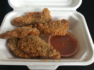 ‘Chicken’ Strips made from oyster mushrooms  at Vegan Hub in North West London