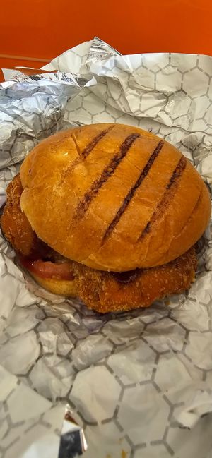 Hot chick burger at Vegan Hub in North West London