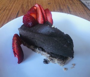 Chocolate avocado cake at La Caravana  in Tepoztlan