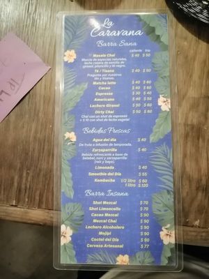 Nuevo menu, bebidas. New menu, beverages. at La Caravana  in Tepoztlan