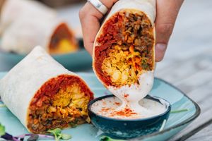 the breakfast burrito available everyday  at Zephyr Wainui in Gisborne