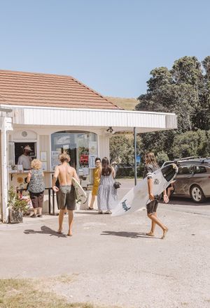 The coffee window we operate in summer at Zephyr Wainui in Gisborne
