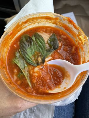 Tomato Basil & Lentil soup at Variable Cafe in Los Angeles