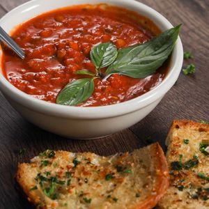 TBS tomato basil soup at Variable Cafe in Los Angeles