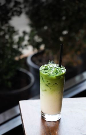Organic Matcha Iced Green Tea Latte at Variable Cafe in Los Angeles