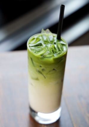 Organic Matcha Iced Green Tea Latte at Variable Cafe in Los Angeles