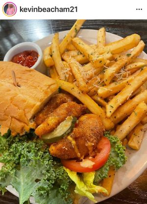 Saint Louis Vegan Shrimp Po Boy Sandwich at Variable Cafe in Los Angeles