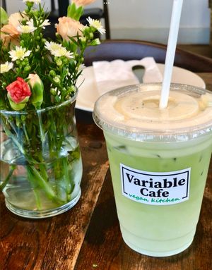 Matcha iced latte at Variable Cafe in Los Angeles