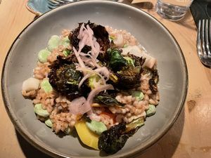 Brusse sprouts over succotashh  at Dyberry Forks in Honesdale