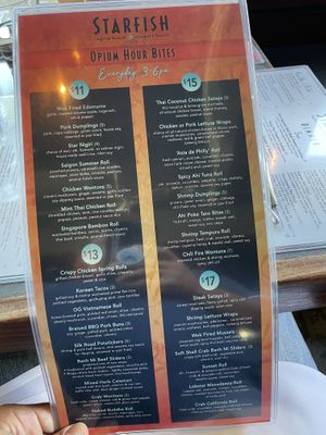 Happy “Opium” Hour Menu  at Starfish in Laguna Beach