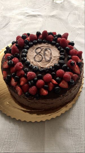 Chocolate birthday cake at Charbon D'or in Lucenec