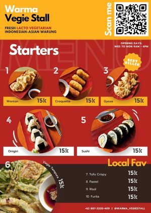 Warma Vegie Stall Menu - Starters

Peliatan, Ubud, Bali at Warma Vegie Stall in Ubud