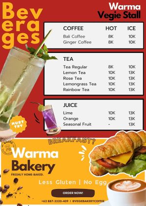 Warma Vegie Stall Menu - Beverages

Peliatan, Ubud, Bali at Warma Vegie Stall in Ubud