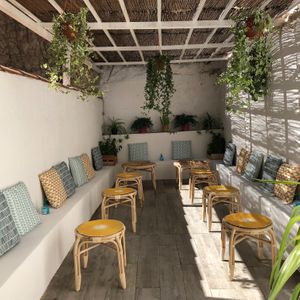 Enjoy your organic vegan food and drinks under the shade of our patio ! at Sanctuary in Aix-en Provence