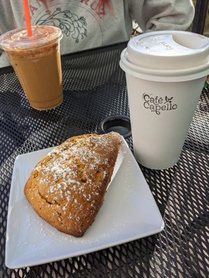 Seasonal vegan scone flavors 🥰 the pumpkin is yummy at Cafe Capello in Reno