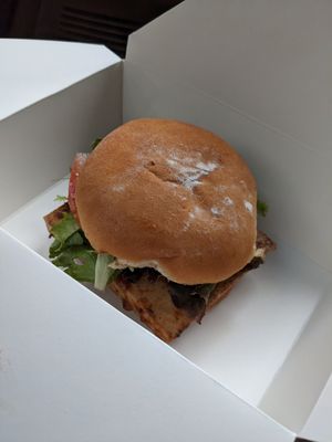 Teriyaki tofu sandwich - not a fan, soggy bun and no crisp on the tofu at Cafe Capello in Reno
