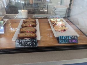 Vegan case baked goods - banana bread and scones at Cafe Capello in Reno