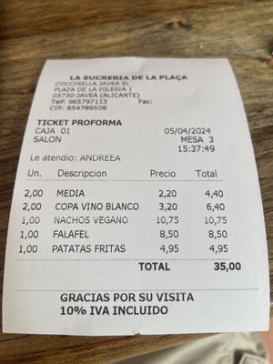 Reasonable v. Other spots in town  at La Sucreria in Javea