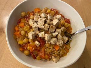 Moroccan bowl with tofu at Tractor Foods in Victoria