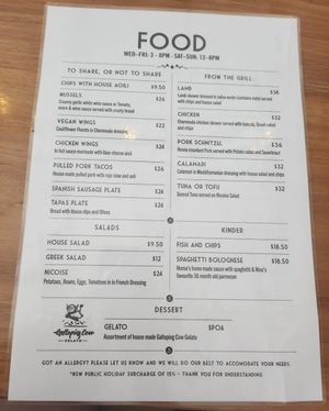 Menu at Jindabyne Brewing in Jindabyne
