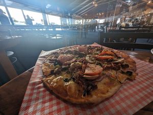 Vegan pizza at Moeraki Tavern in Moeraki