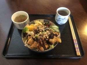  Karaage bowl  at Cafe Ren - Kamigyo in Kyoto
