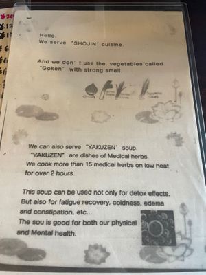 Menu at Cafe Ren - Kamigyo in Kyoto