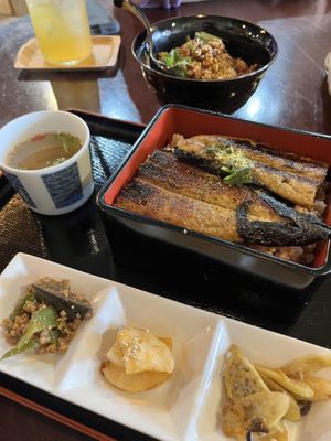 Unagi set and soboro rice   at Cafe Ren - Kamigyo in Kyoto