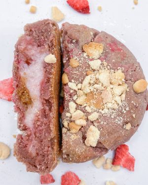 vegan/gf strawberry pop tart cookie, stuffed with a strawberry cheesecake center at Bliss Bites Cookies - Maybe closed in Beaufort