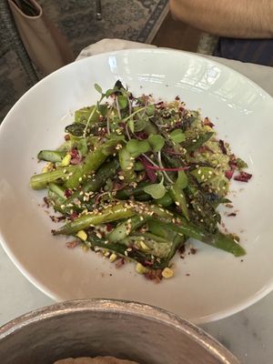 Grilled asparaguss  at Shuka in New York City