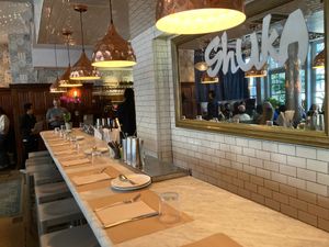 Seating at bar at Shuka in New York City
