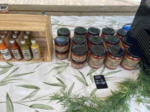 Clark fermentation sauces and kimchi. The kimchi is very good: tasty and spicy. at Rotterdamse Oogstmarkt in Rotterdam