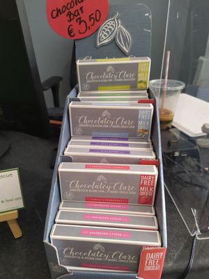 A selection of Irish-made vegan chocolate bars at the till at The Purr in Dublin