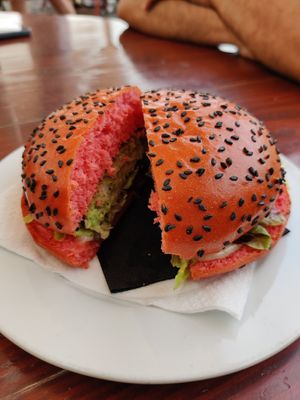 Cactus burger (with cheese but can be omitted) at Cactus Garden in Lanzarote