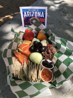 Picnic for two, cheese balls are in the very back  at Virgin Cheese in Clarkdale