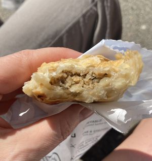 Sage and onion roll at Cornish Bakery in Fowey