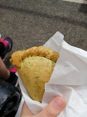 Cauliflower spiced vegan pasty at Cornish Bakery in Fowey
