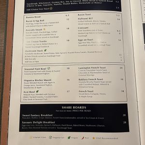 Breakfast menu  at Organica in Concord