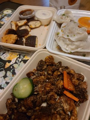 Sweet and sour mushroom, dumplings, stuffed mushroom at HanGawi in New York City