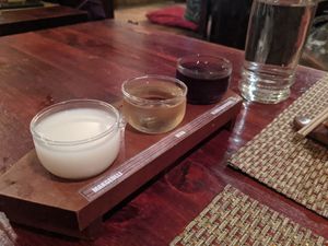 flight - makgeolli, herb, black rasperry at HanGawi in New York City