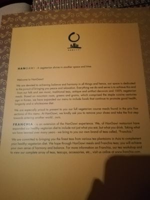 Menu at HanGawi in New York City