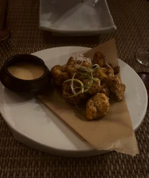 korean fried cauliflower w vegan mayo  at HanGawi in New York City