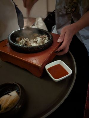 Bibimbap in hot stone bowl at HanGawi in New York City