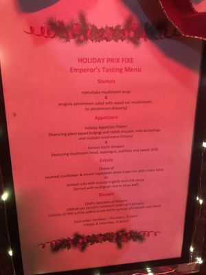 Christmas menu   at HanGawi in New York City