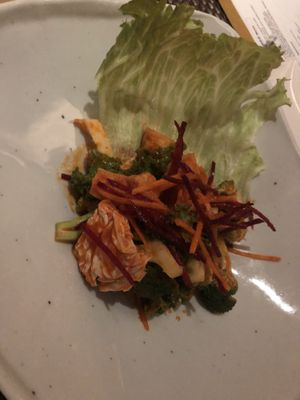 Kale and broccoli kimchi salad   at HanGawi in New York City