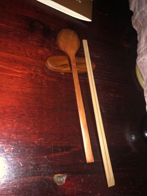 Wooden spoon and chopsticks   at HanGawi in New York City