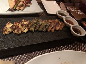 Korean pancakes platter   at HanGawi in New York City