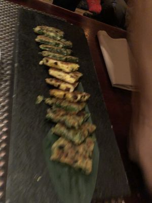 Korean pancake platter - pumpkin and leek   at HanGawi in New York City
