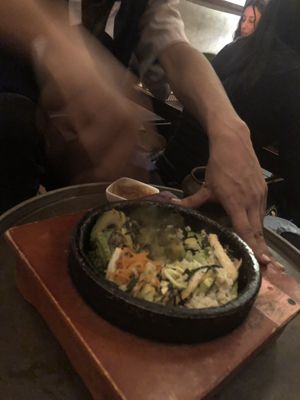 Gluten free avocado stone bowl rice -(Dol sot bibimbap )  at HanGawi in New York City